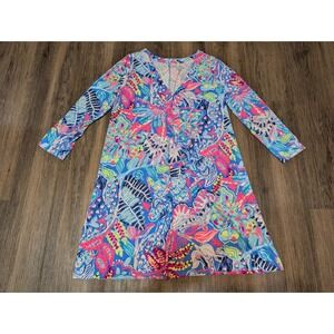 Lilly Pulitzer Fantasy Garden Amina Dress Dress Women's Small Long Sleeve V Neck